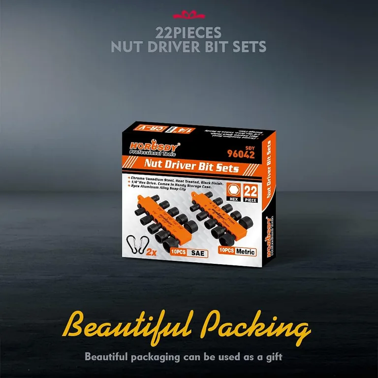 22-Piece SAE & Metric Nut Driver Set — two measurement systems in one set
